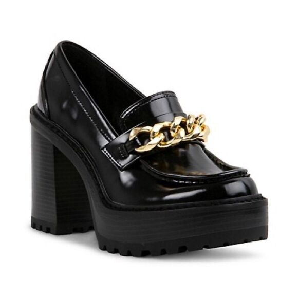 Madden Girl Kelsey-C Chunky Platform Heeled Chain Detail Loafers - Picture 2 of 11